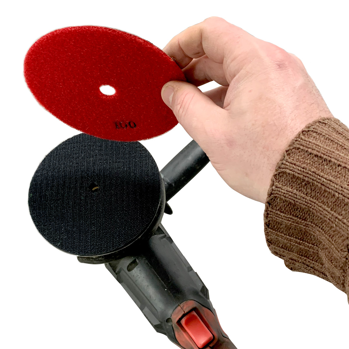 Diamond Resin Concrete Polishing Pizza-style Pads 125mm. These polishing pads are used on concrete surfaces and can be connected via a velcro system. Speedcrete, United Kingdom.