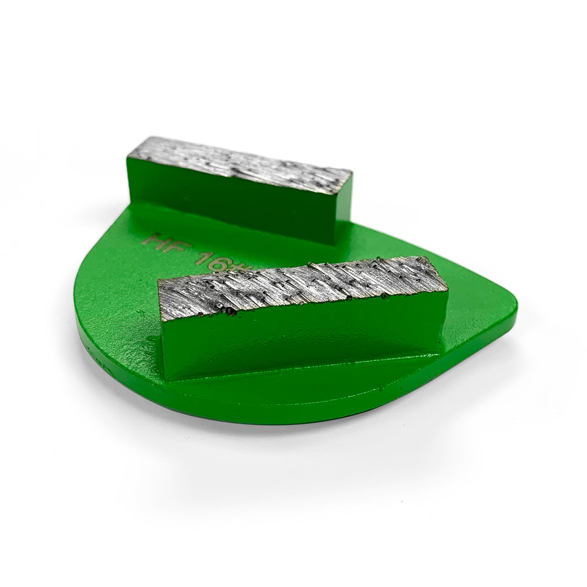 Diamond metalbond abrasive grinding wings are suitable for the grinding concrete floors. 
These consumables fit numerous grinders via a tooling disc which magnetically holds them into place. The grit size of 16 is perfect as an early stage of grinding co