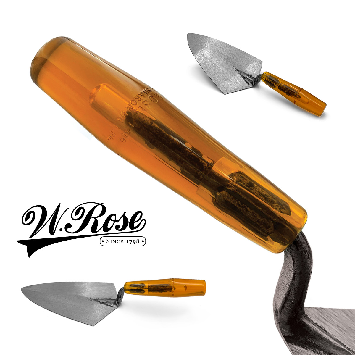 Plastic handles for w.rose brick trowels. These replacement handles are available in the United Kingdom via Speedcrete, professional brick tools stockists.