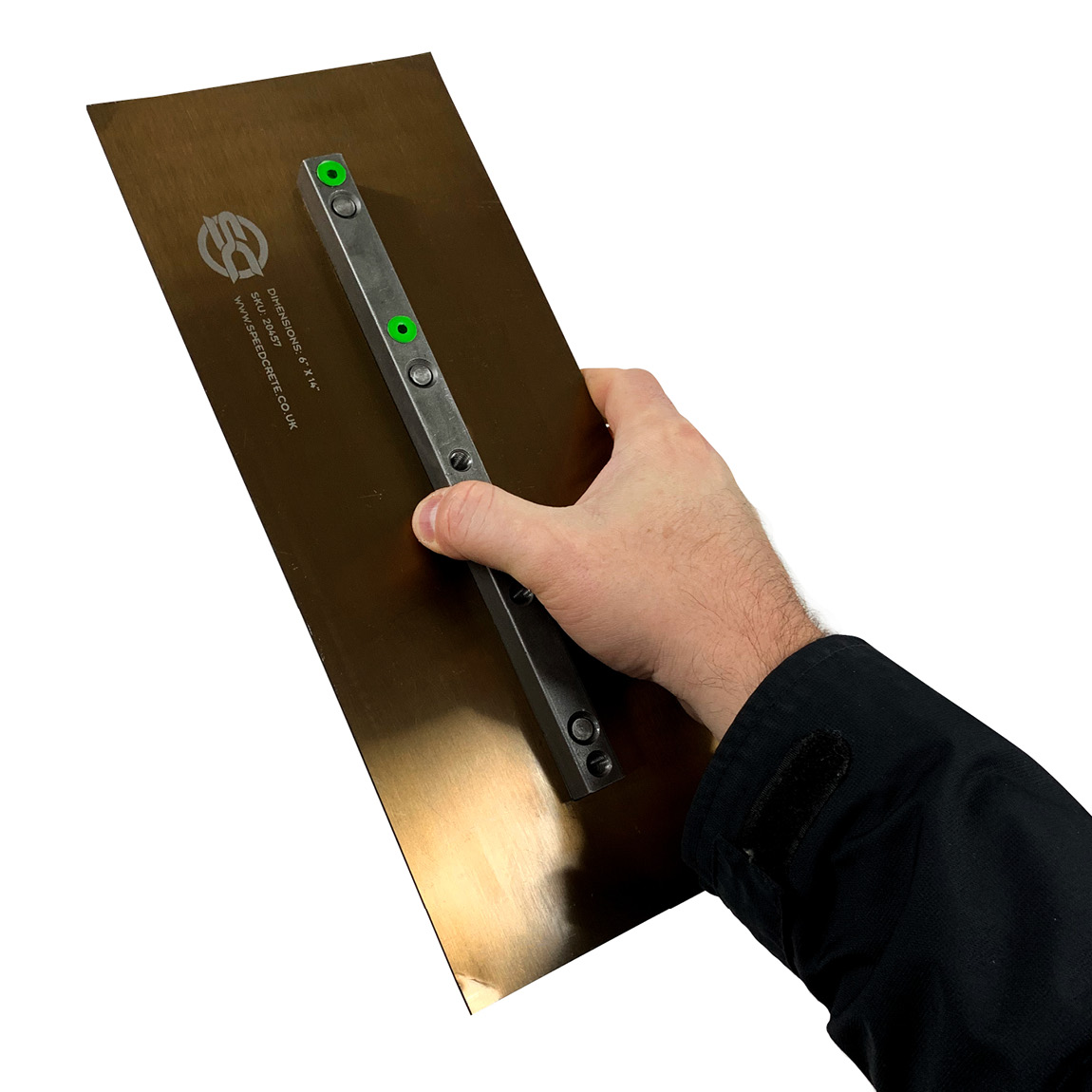 36" Trowel Blades | Metric Bolts Inc | 4/pack | 6" x 14". These concrete finishing blades are used on various 36" Pedestrian and Ride-on power trowels. Made from SK5 steel. Available from Speedcrete, United Kingdom.