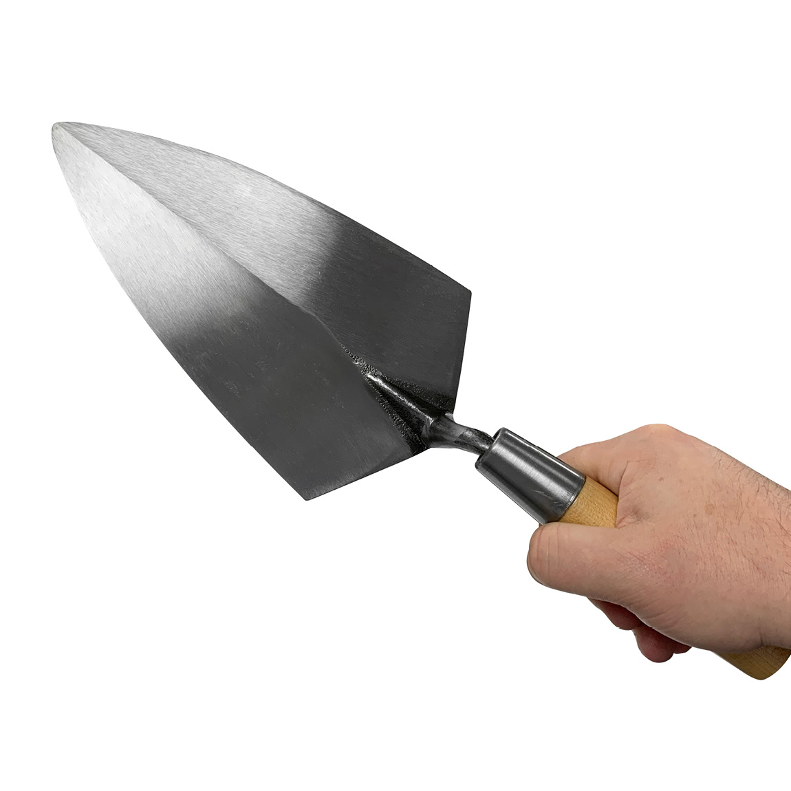 W.Rose Philadelphia Pattern brick trowel c/w Wooden grip. Each high quality brick trowel blade is hand polished for comfort and flexibility. Available from Speedcrete, United Kingdom.