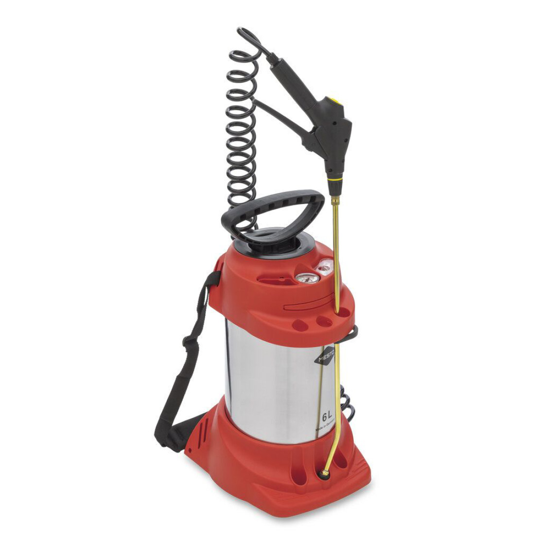 MESTO INOX PLUS 6 COMPRESSION SPRAYER 6 L, flat jet nozzle, pump holder, funnel cover, FPM seals, stocked spare parts compartment. This professional compression sprayer is particularly suitable for professional users. Speedcrete, United Kingdom.