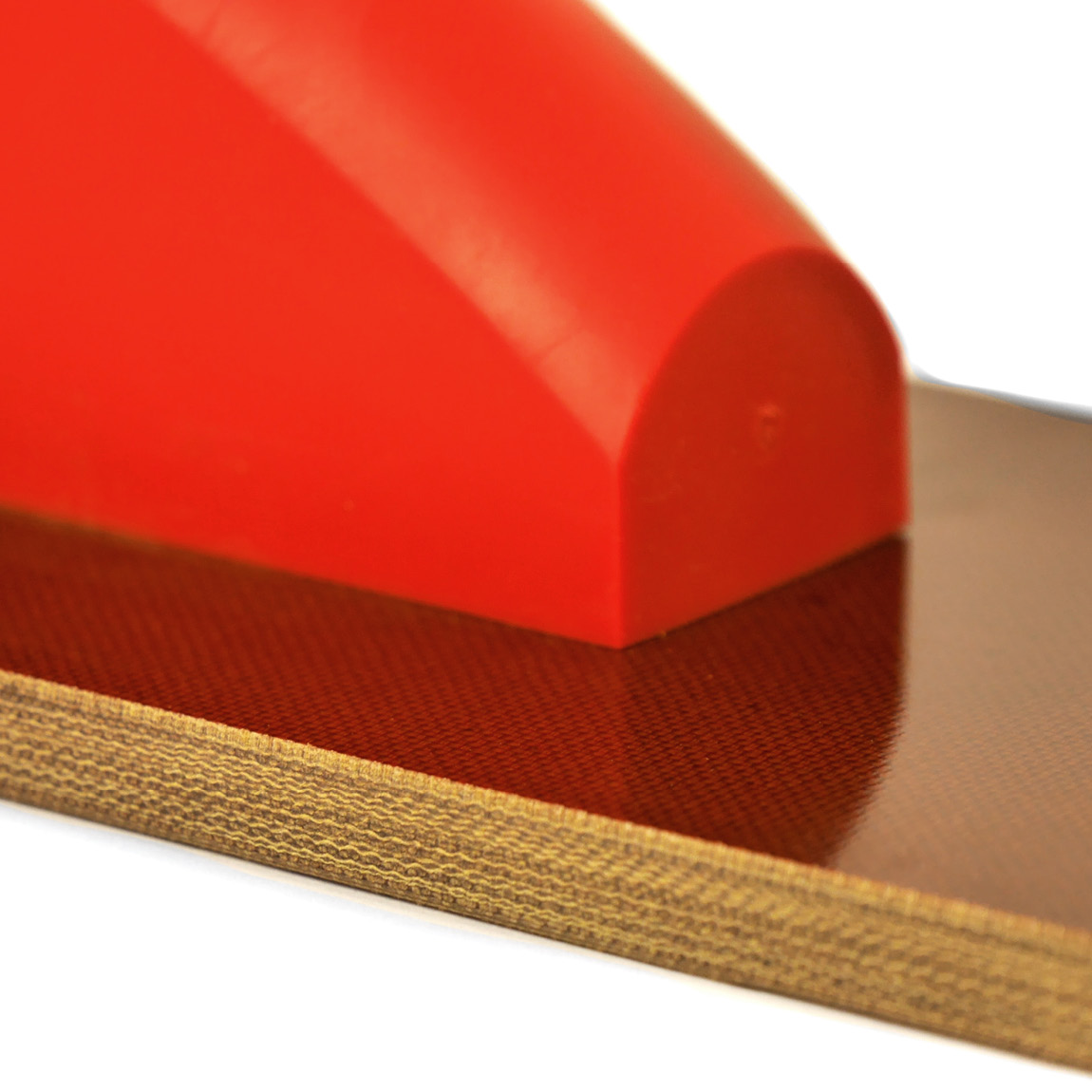 This round end laminated canvas resin hand float has a comfortable proform soft handle. This tool is used to compress resin bound material for a neat finish. Available from Speedcrete, United Kingdom.