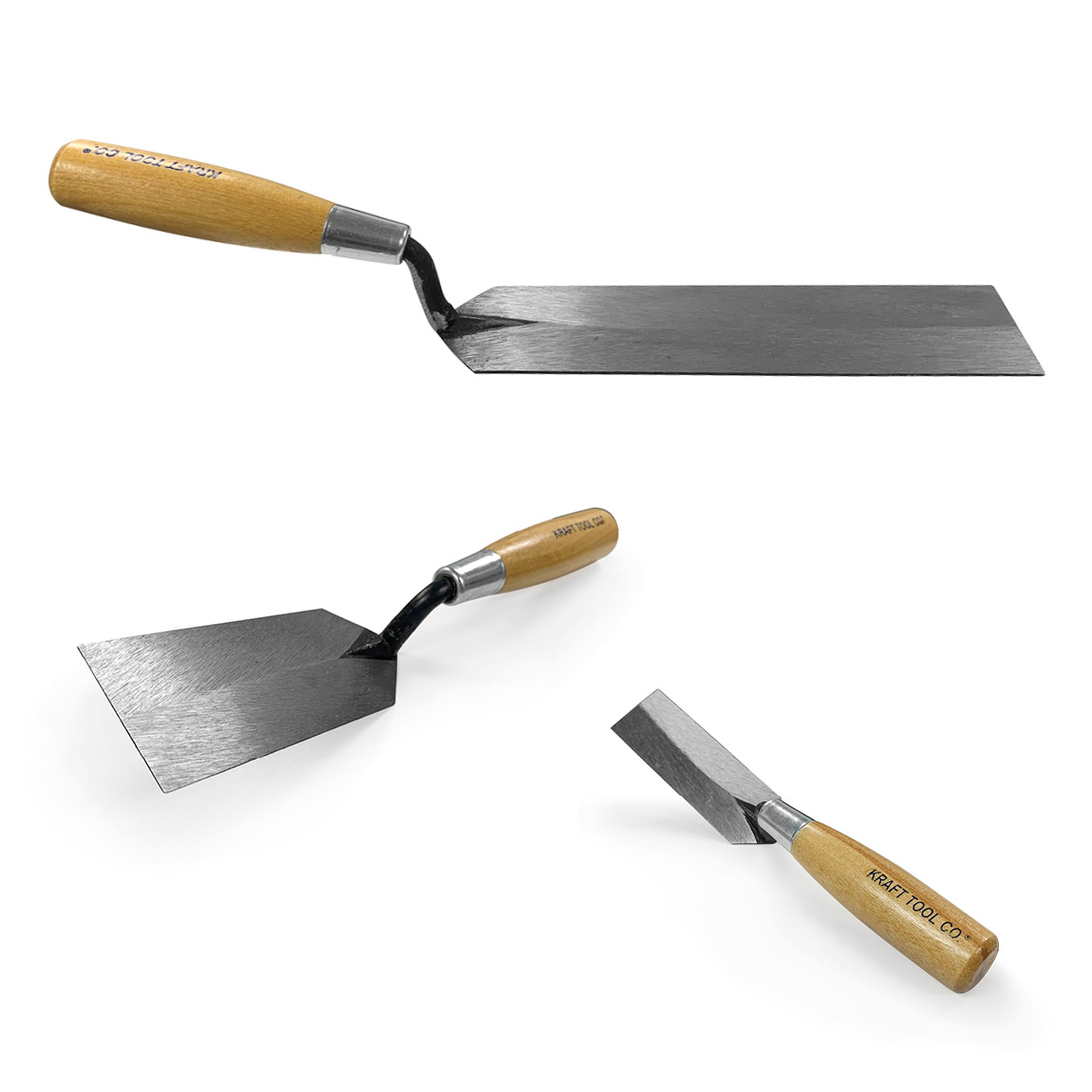 Margin trowels in various sizes can be found on the brick tool specialist website in the United Kingdom. Speedcrete supply Kraft Tools in stainless steel with the traditional wooden Handle.