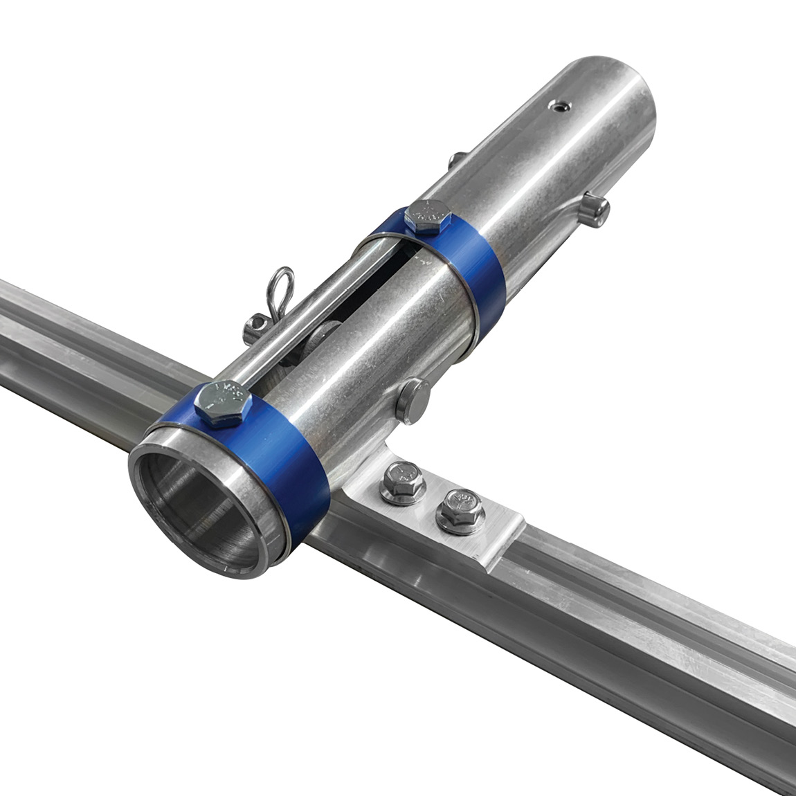 Aluminium brush mechanism from Marion Brush Chameleon range. Simply slide you refill into place and tighten screws. This comes with a slide angle adapter to control bristle angle on the concrete. Available from speedcrete, United Kingdom.