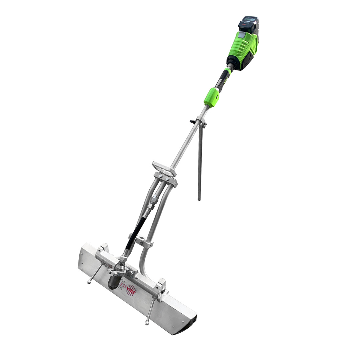 This compact Battery Powered Edging Screed is used on medium to large pours for efficient levelling compaction around the edges of concrete pour areas. The Mini-batt is typically used in conjunction with Laser Controlled Screeds as an alternative to using