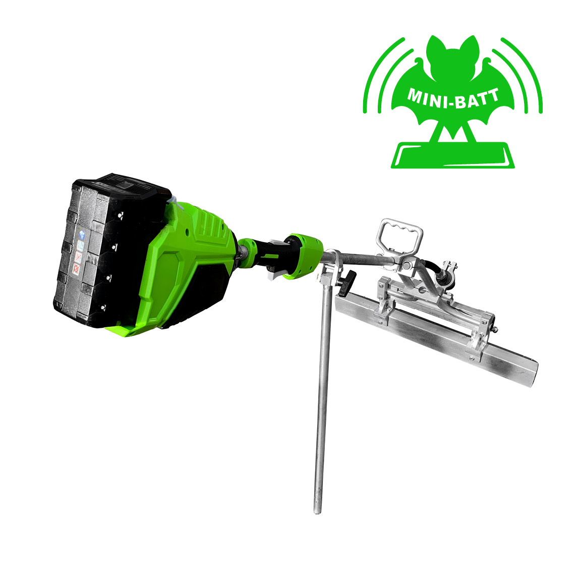 This compact Battery Powered Edging Screed is used on medium to large pours for efficient levelling compaction around the edges of concrete pour areas. The Mini-batt is typically used in conjunction with Laser Controlled Screeds as an alternative to using