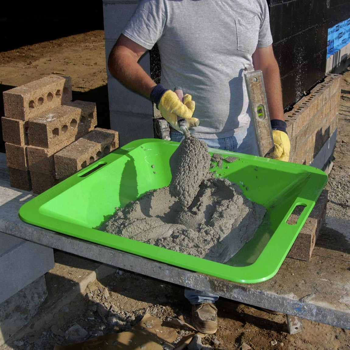 Gatorback® Mortar Boards & Pans are designed to hold mortar or stucco for easy transport and keep it at an optimal workability and consistency. The 24” x 24” green Gatorback® Mortar Boards are lightweight, water-resistant, and its contoured UV-resistant p