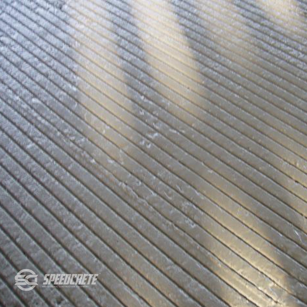 The Multi-track float is used to create a groove in the concrete for high grip and liquid drain off. This concrete finishing tool is available in various widths via Speedcrete, United Kingdom.