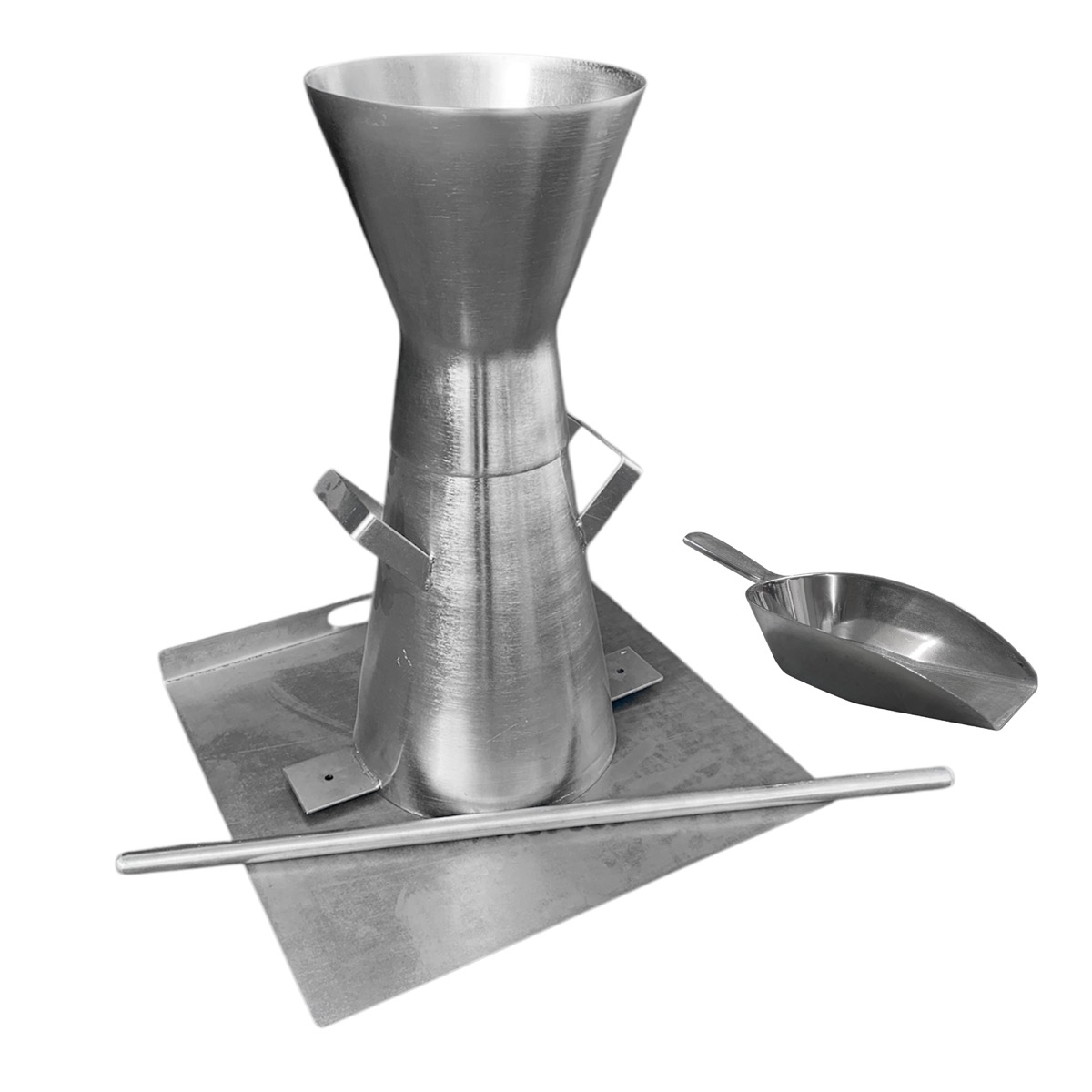 The Slump Cone Test Kit is the industry approved way to accurately test the workability of concrete at the job site. Speedcrete offers every component you will need all in one kit, made from sheet steel, these items are durable and protected from corrosio