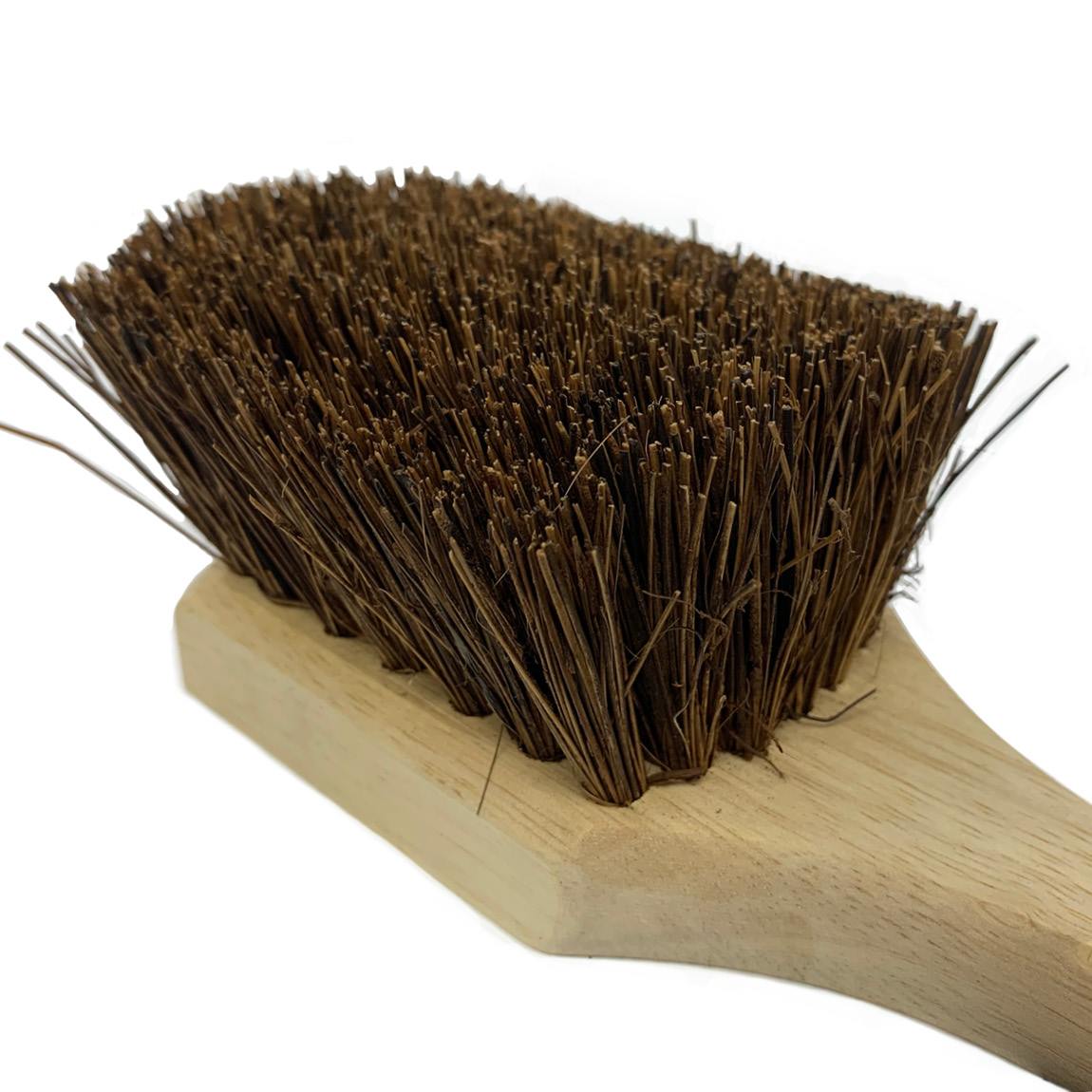Brushes with a long wooden arm used in construction for cleaning concrete and cement. These robust brushes are plastic fibres, Tampico and Palmyra. Available from Speedcrete, United Kingdom.