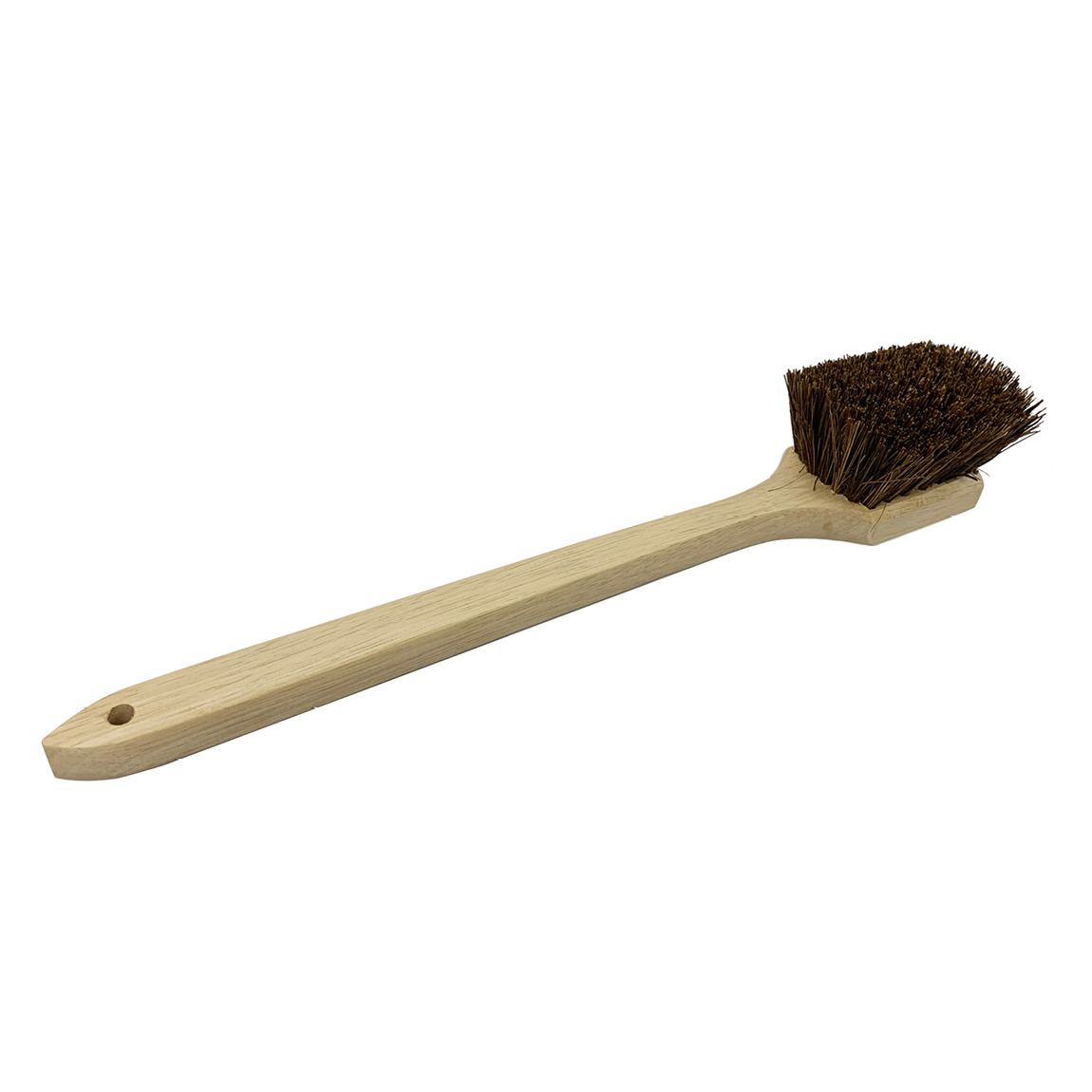 Brushes with a long wooden arm used in construction for cleaning concrete and cement. These robust brushes are plastic fibres, Tampico and Palmyra. Available from Speedcrete, United Kingdom.