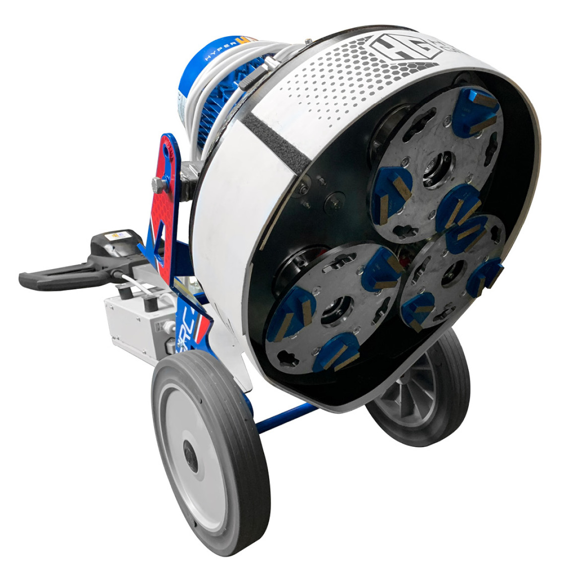 These consumables fit numerous grinders via a tooling disc which magnetically holds them into place. The grit size of 20 is perfect as a first stage of grinding down hard concrete floors as part of the polishing process and can also be ideal for removing 