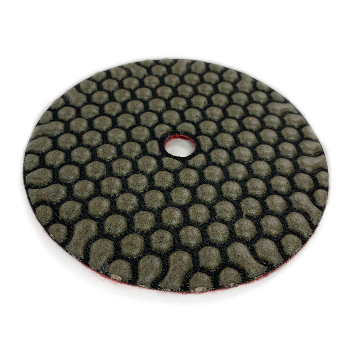 Diamond Resin Concrete Polishing Honeycomb Pads 125mm. These polishing pads are used on concrete surfaces and can be connected via a velcro system. Speedcrete, United Kingdom.