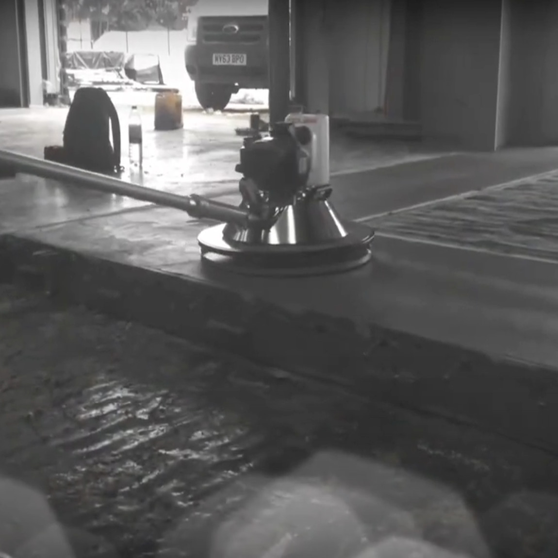 A lightweight concrete finishing float called the Colibri UFO. Specially designed for levelling and smoothing concrete surfaces such as industrial floors, garages, cellars, vaults and corridors. available from speedcrete, United Kingdom.