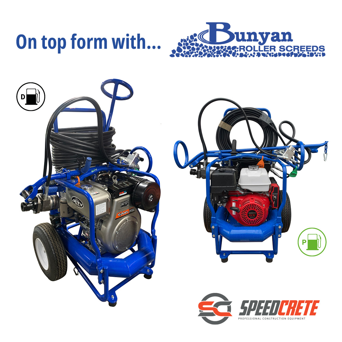 Bunyan Striker Roller Tubes supplied in the United Kingdom via Speedcrete. Used to level concrete along form work, these precision straight tubes will roll concrete flat ready for finishing.