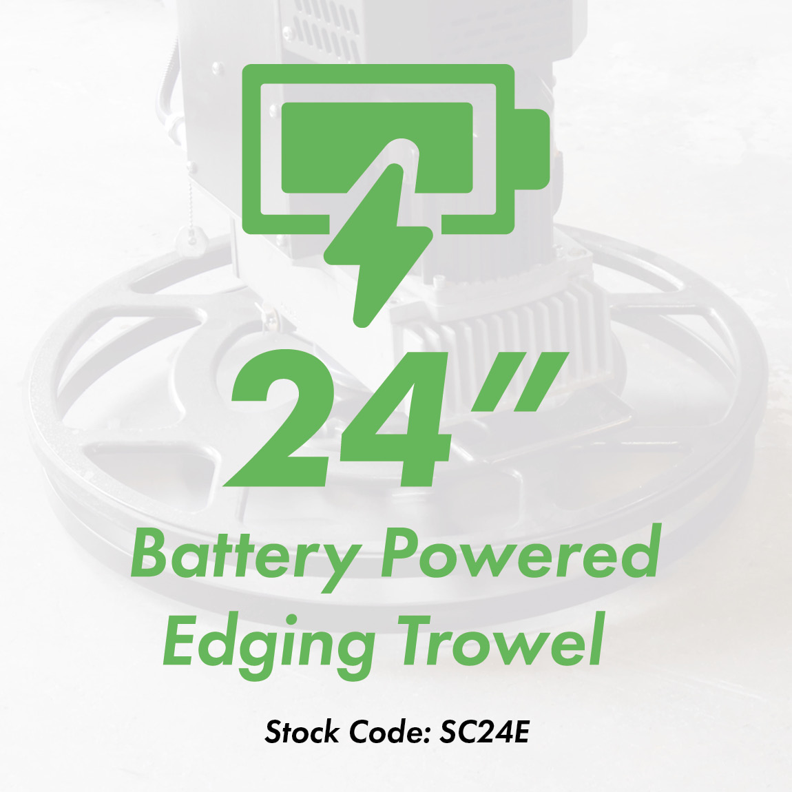 The new battery powered edging trowel available in the United Kingdom via Speedcrete. These walk-behind concrete finishing edgers are used in environments where fumes and high noise levels need to be a safety consideration. 