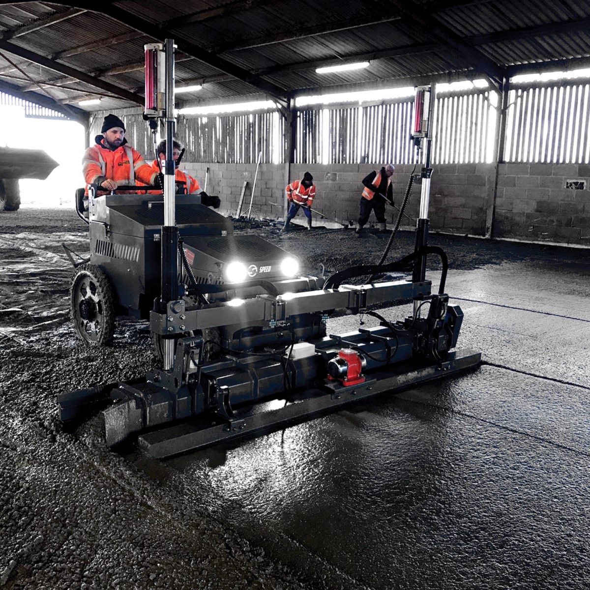 Hire a laser controlled screed for levelling concrete to a high tolerance. Available to hire in the United Kingdom Via Speedcrete.