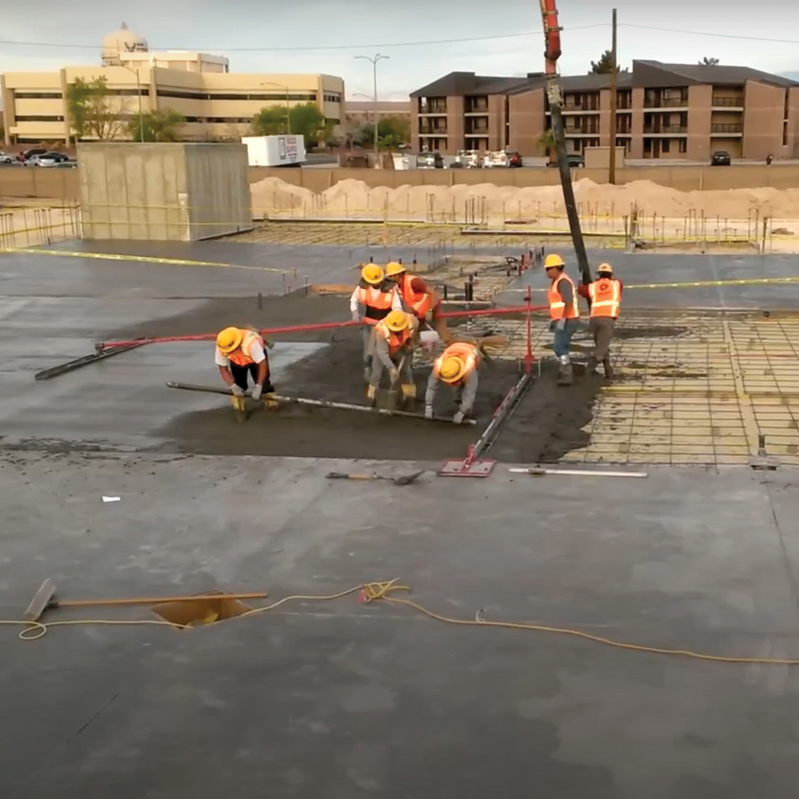 Screed Rail Laser system fro Speedcrete, United Kingdom. This is a reusable3 meter rail which is used with laser receivers to achieve level concrete in preparation for finishing.