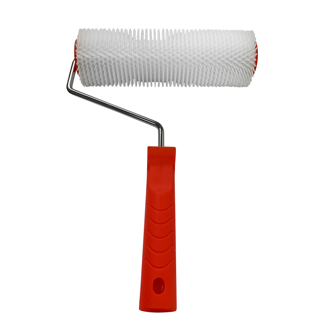 Plastic spiked roller for use on epoxy floors. Roll away to help with self levelling. Available from Speedcrete, United Kingdom.