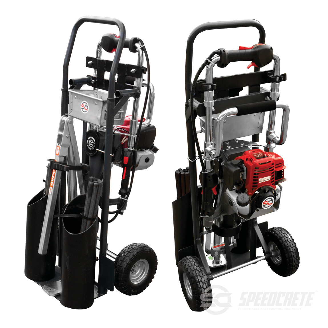 Ensure your concrete form work is efficient & safely conducted with the Stake Driver and Jackjaw combo for placing & removing form stakes. These tools come with a purpose build cart for moving across site. Available from Speedcrete, United Kingdom.