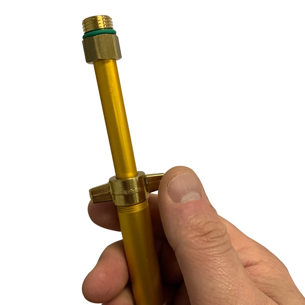 This telescopic aluminium tube extends from when detracted is 1 meter long and can be extended to 2 meters. This anodised Brass tube is suitable for use with the Birchmeier A50 AC1 (CAS with battery pack. Available from Speedcrete, United Kingdom. 