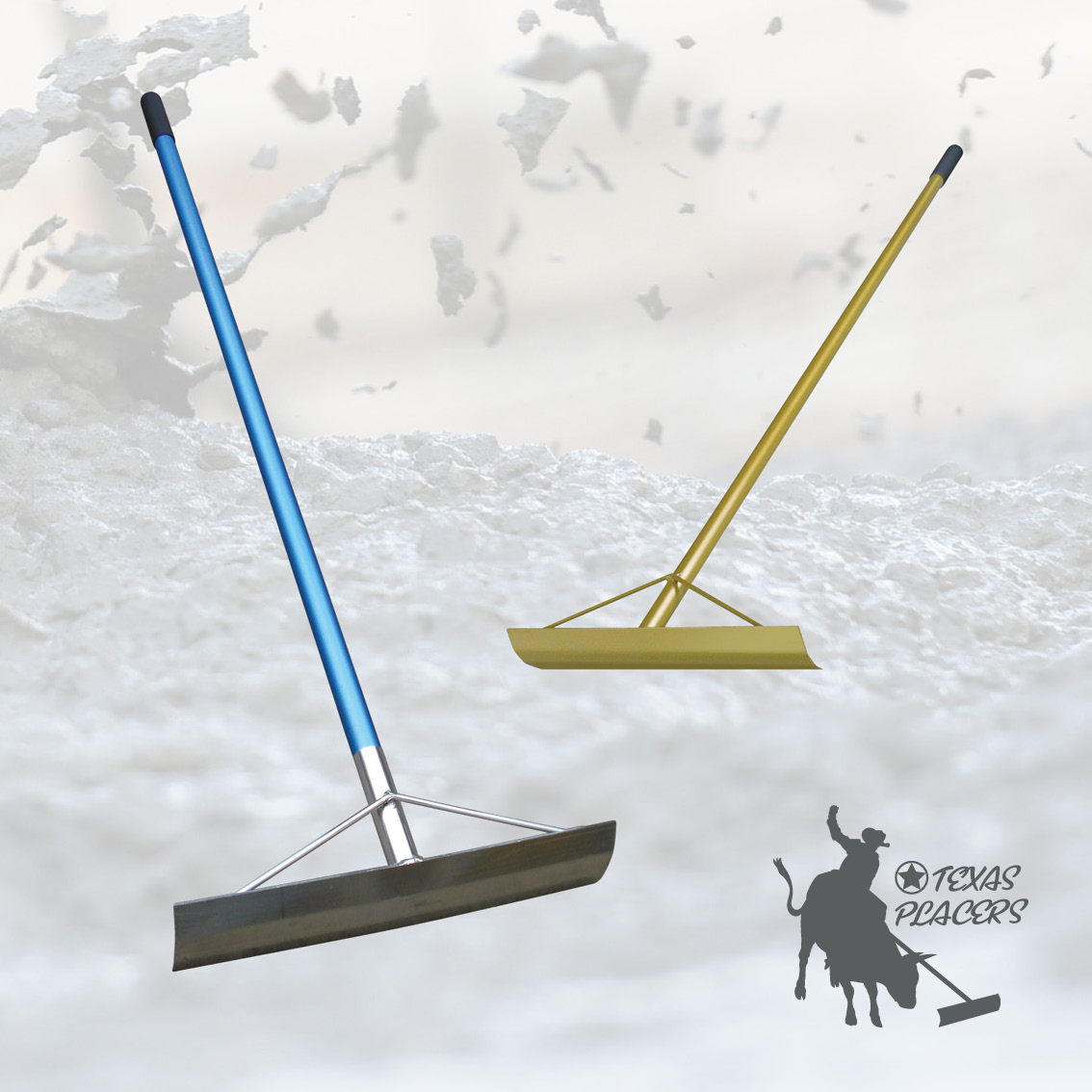 Gold Texas placers for positioning freshly poured concrete. These lightweight aluminium placers are easy to use and can be cleaned quickly. Available from Speedcrete, United Kingdom.