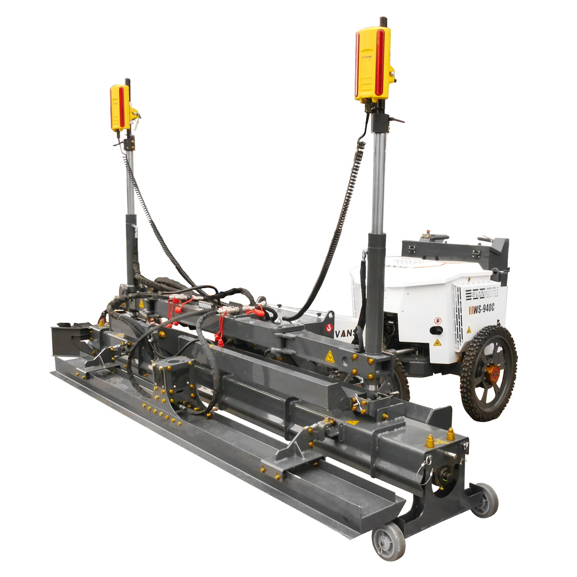 WS-940C Vance laser Controlled Screeder. This ride-on concrete screener will give you level concrete at a high accuracy. Placing and vibrating the concrete ready for finishing. Available from Speedcrete, United Kingdom.