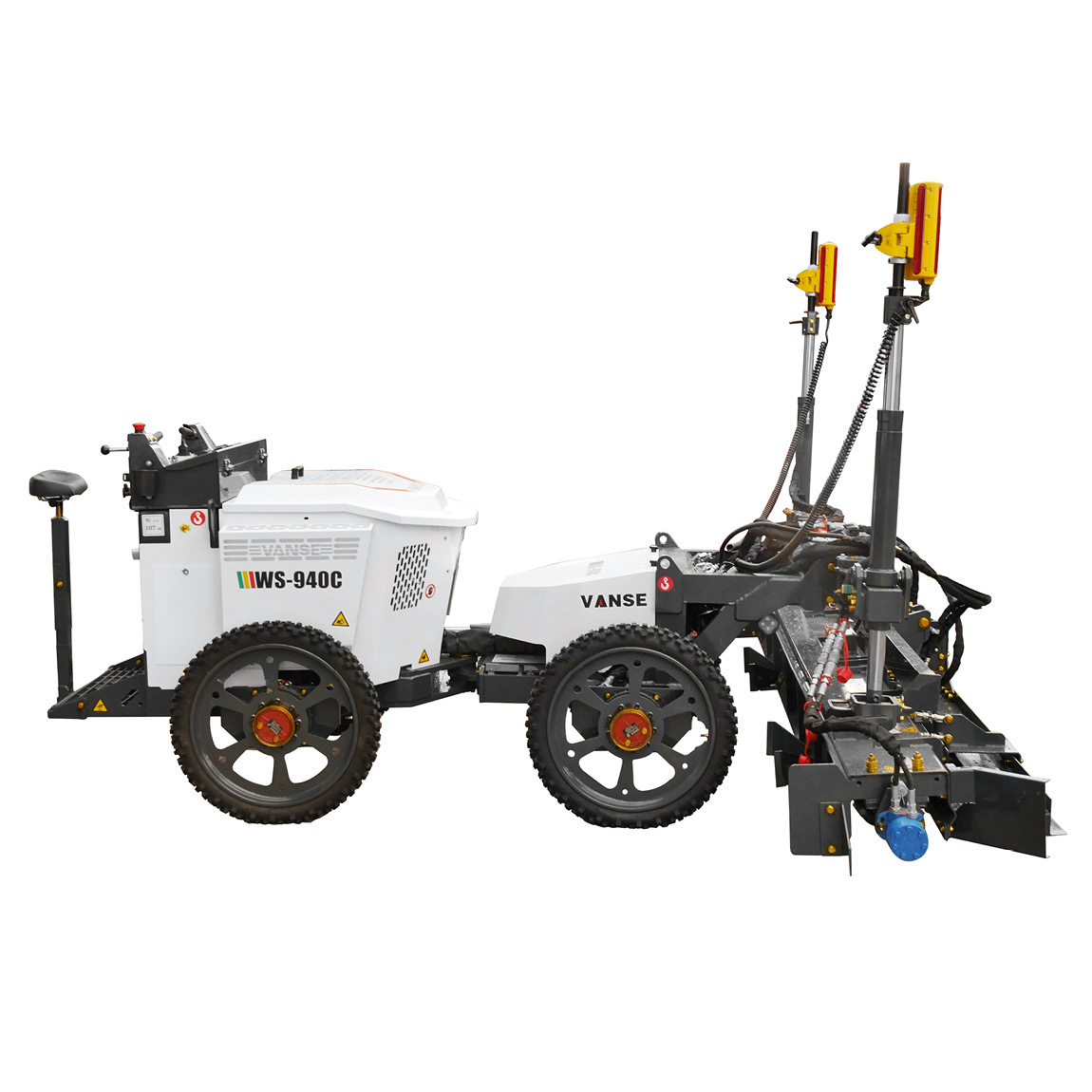 WS-940C Vance laser Controlled Screeder. This ride-on concrete screener will give you level concrete at a high accuracy. Placing and vibrating the concrete ready for finishing. Available from Speedcrete, United Kingdom.