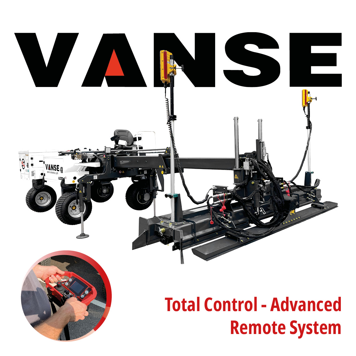 The Laser Screed with extendable boom by Vanse. This model can be controlled remotely and has a 5.5m (18ft) reach. Levelling concrete has never been easier. Visit the United Kingdom dealer Speedcrete for more information.
