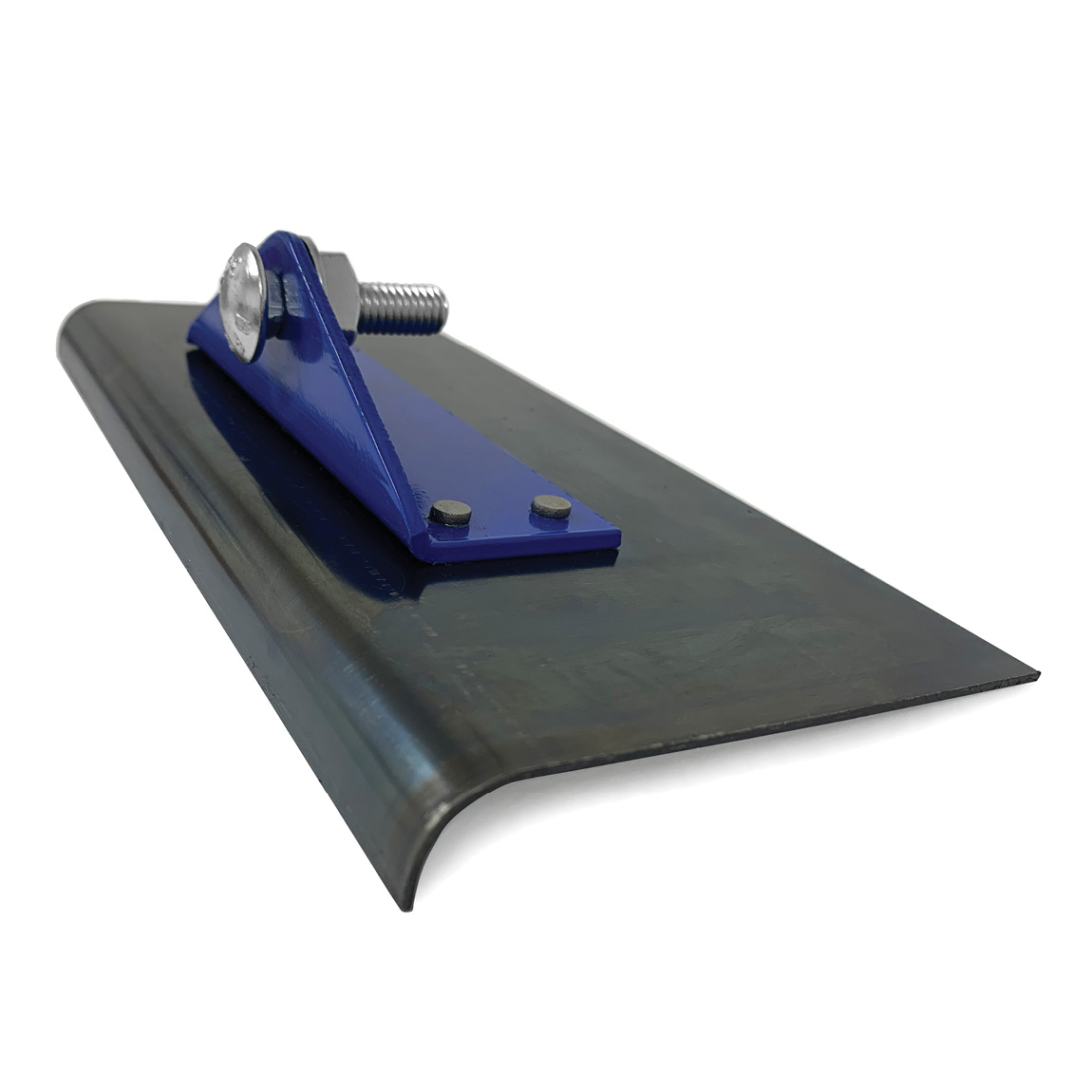 9" x 4" 1/2" R 2-Way Blue Steel Walking Edger. This concrete finishing tool is ideal for attaching to a pole and running along the edges of concrete jobs to prevent long term damage to edges. The rounded off radius finish also produces a  pleasing decorat