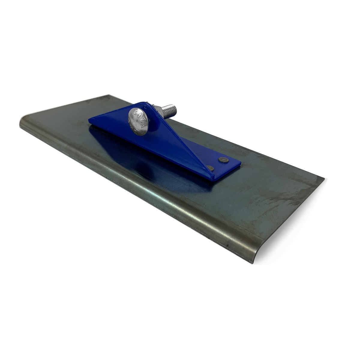 9" x 4" 1/2" R 2-Way Blue Steel Walking Edger. This concrete finishing tool is ideal for attaching to a pole and running along the edges of concrete jobs to prevent long term damage to edges. The rounded off radius finish also produces a  pleasing decorat
