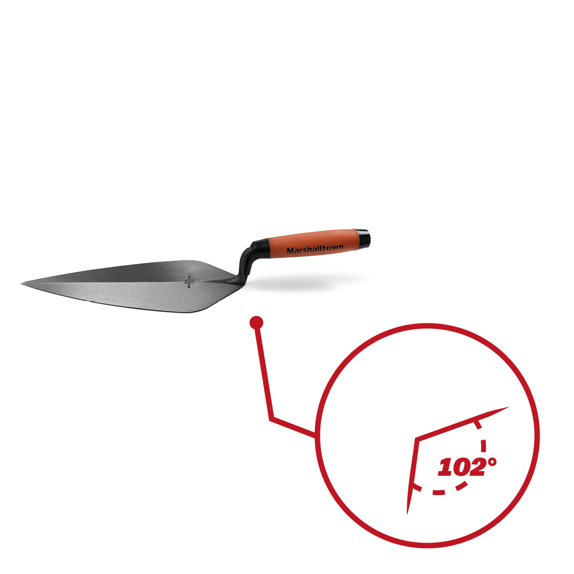 Marshalltown 11" Philadelphia Pattern Brick Trowel is forged from a single piece of high carbon steel and heat treated for strength. The new low lift handle is available from Speedcrete, United Kingdom.
