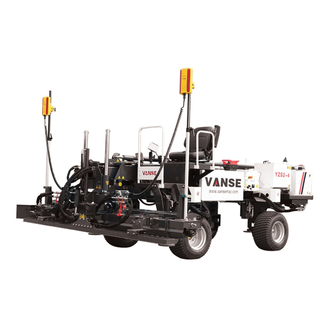 The telescopic boom of the YZS2-4 is a key feature with a reach of 5.5meters (18ft). With an advanced remote control system for hand-held application. This vibratory laser controlled boom screed.