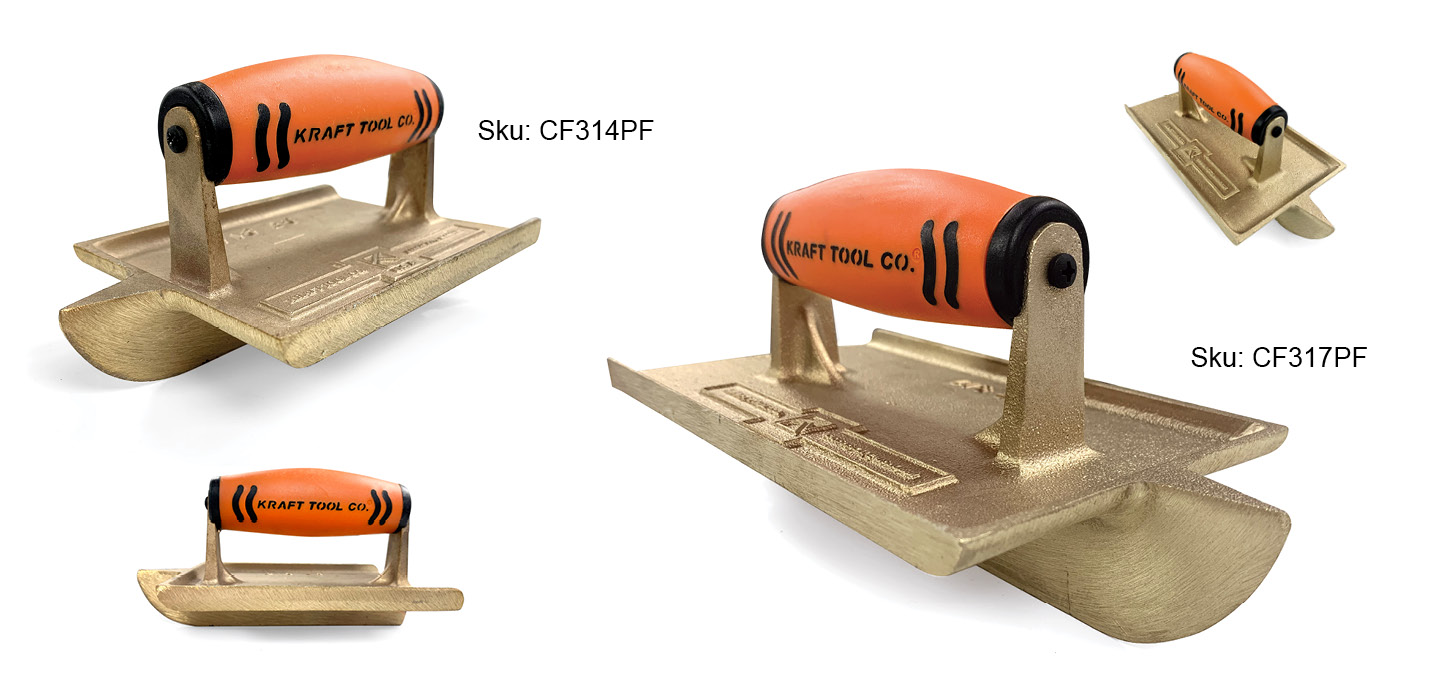Bronze Concrete Groovers are use to make joints in the concrete. Available from Speedcrete, United Kingdom.